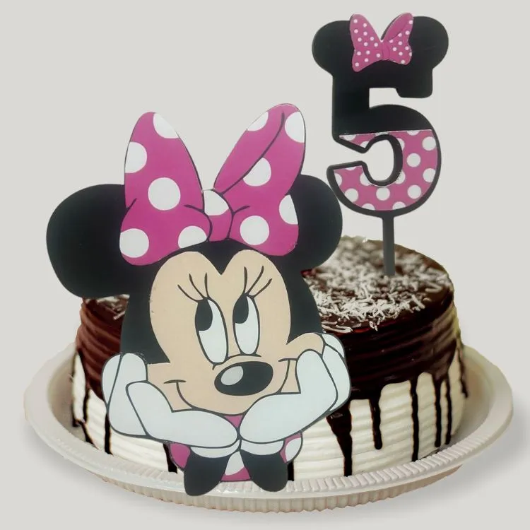 Personalized Minnie Mouse cake topper with age number